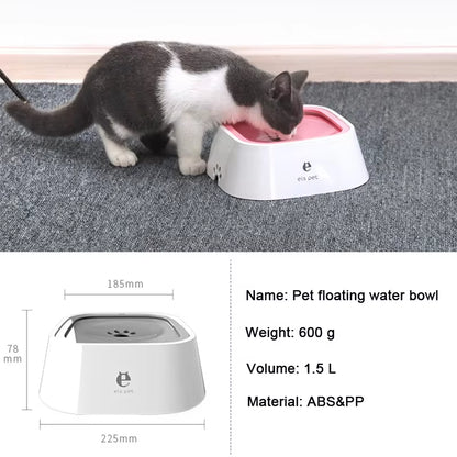 Non-Spill Floating Dog and Cat Water Bowl Dispenser - Anti-Overfill Plastic Design