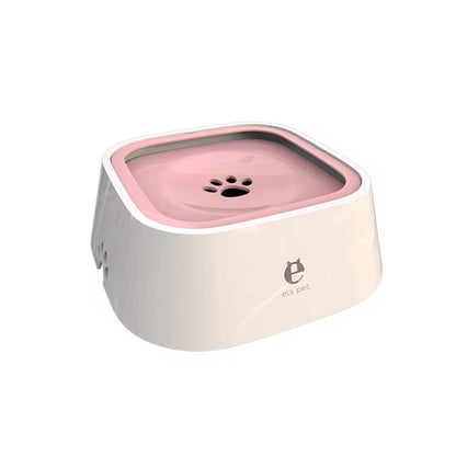 Non-Spill Floating Dog and Cat Water Bowl Dispenser - Anti-Overfill Plastic Design