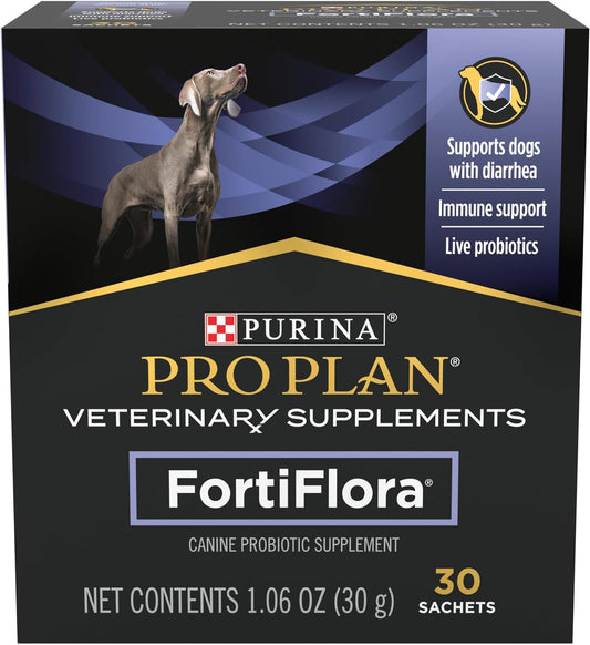 Purina Pro Plan Veterinary Supplements Fortiflora Dog Probiotic Supplement, Canine Nutritional Supplement - 30 Ct. Box 